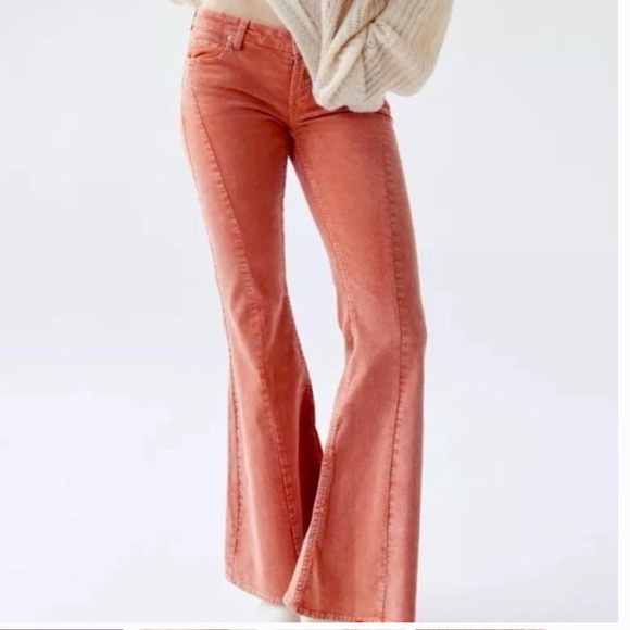 BDG Urban Outfitters Extreme Flare Orange Rust Cord Pants Women's Size 28 - Picture 1 of 10